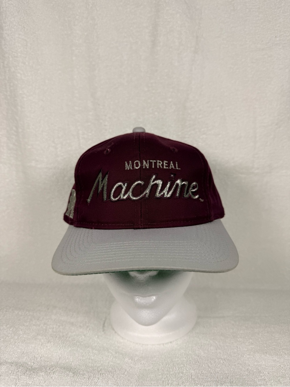 Montreal Machine Two-Tone Snapback Hat - Maroon & Light Gray